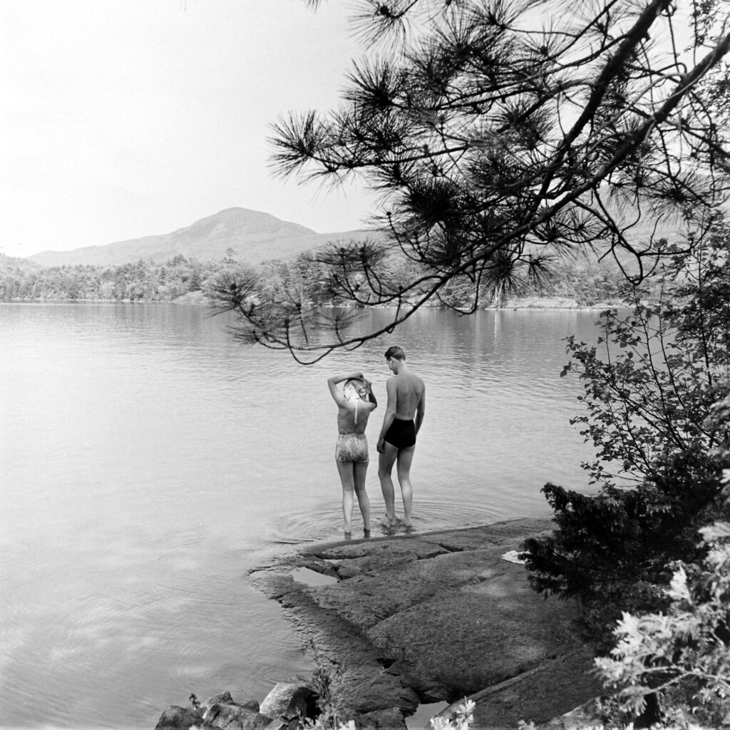 A young couple vacationing at Lake George, New York.