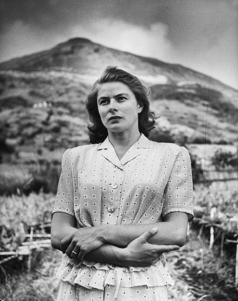 Ingrid Bergman during filming of the movie "Stromboli" on the Italian island of Stromboli, 1949. Ingrid Bergman during filming of the movie, Stromboli, on the Italian island of Stromboli, 1949.
