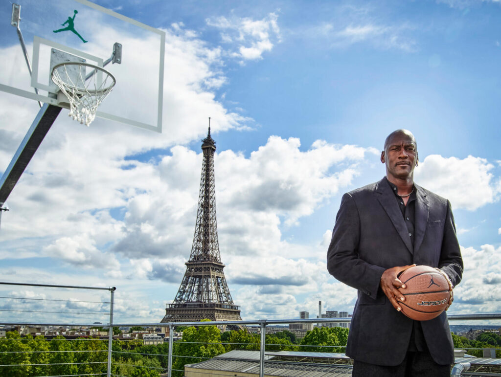 Michael Jordan, representing his Jordan Brand, visited Paris in 2015 to celebrate the 30th anniversary of his signature Air Jordan shoe.